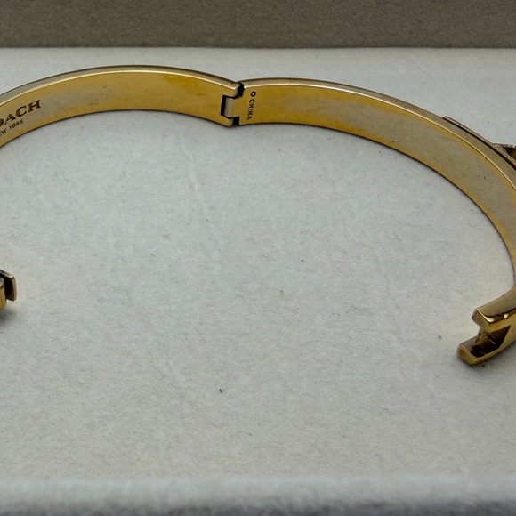 Coach Gold Hinged Bracelet with Crystal Accent Charm - Picture 3 of 4